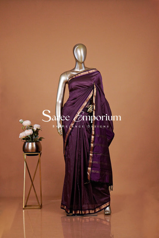 Semi Silk Saree For Women Plum Purple 