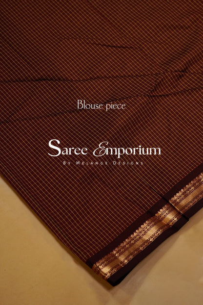 Semi Silk Saree For Women Rust Brown and Gold