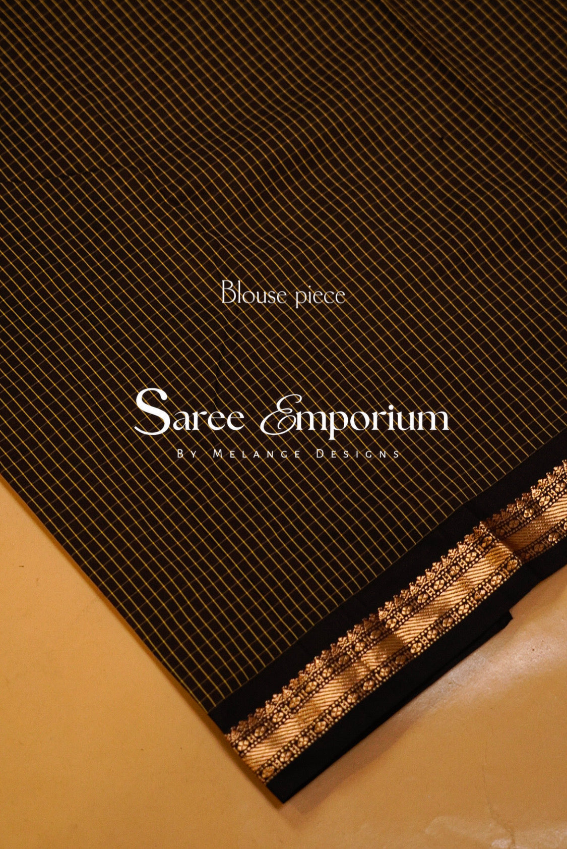 Semi Silk Saree For Women Black & Antique Gold