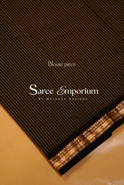 Semi Silk Saree For Women Black & Antique Gold