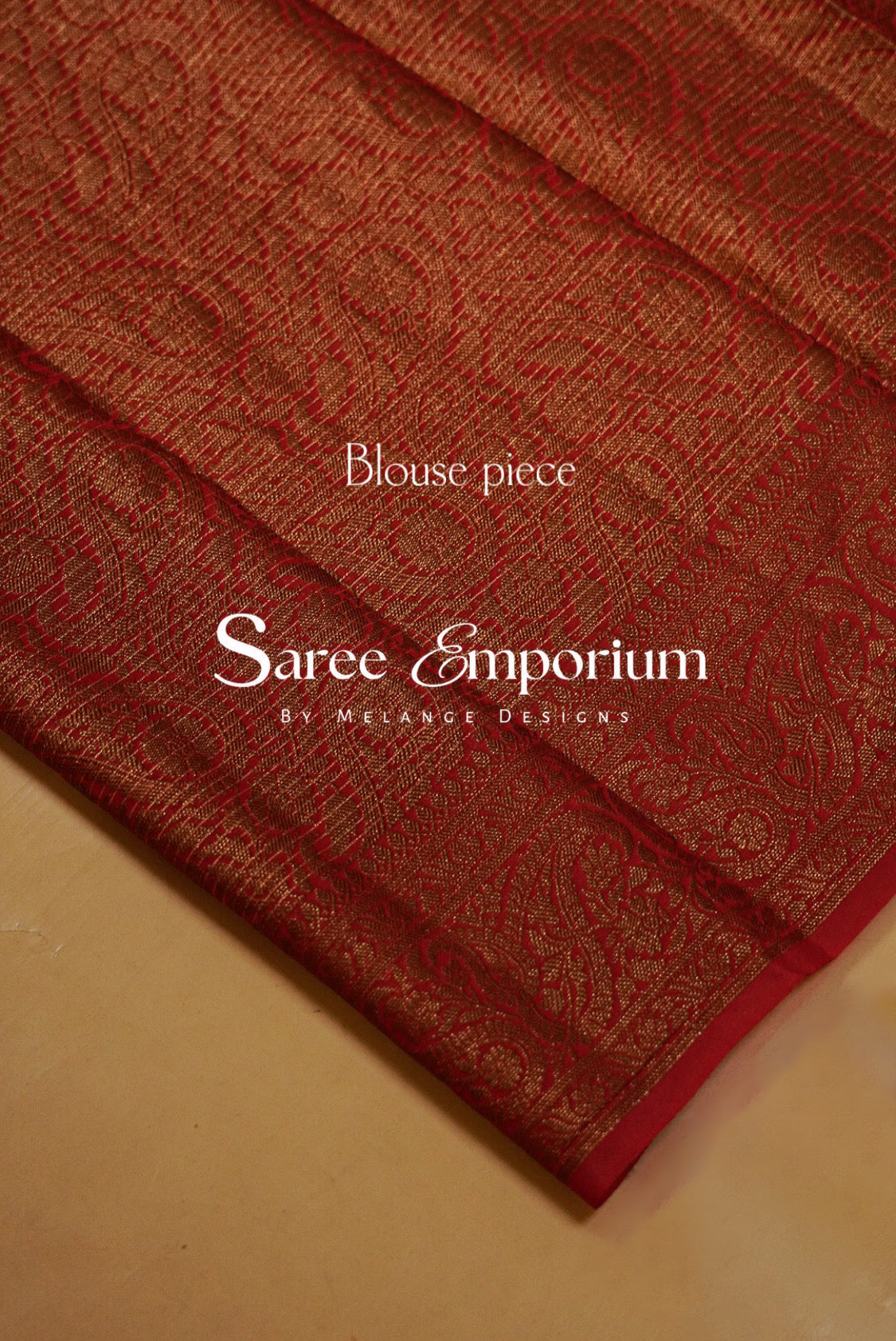 Semi Silk Saree For Women Black & Red with Antique Gold 