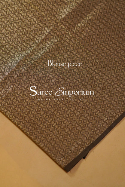 Semi Silk Saree For Women Chocolate Brown -Blouse Piece.