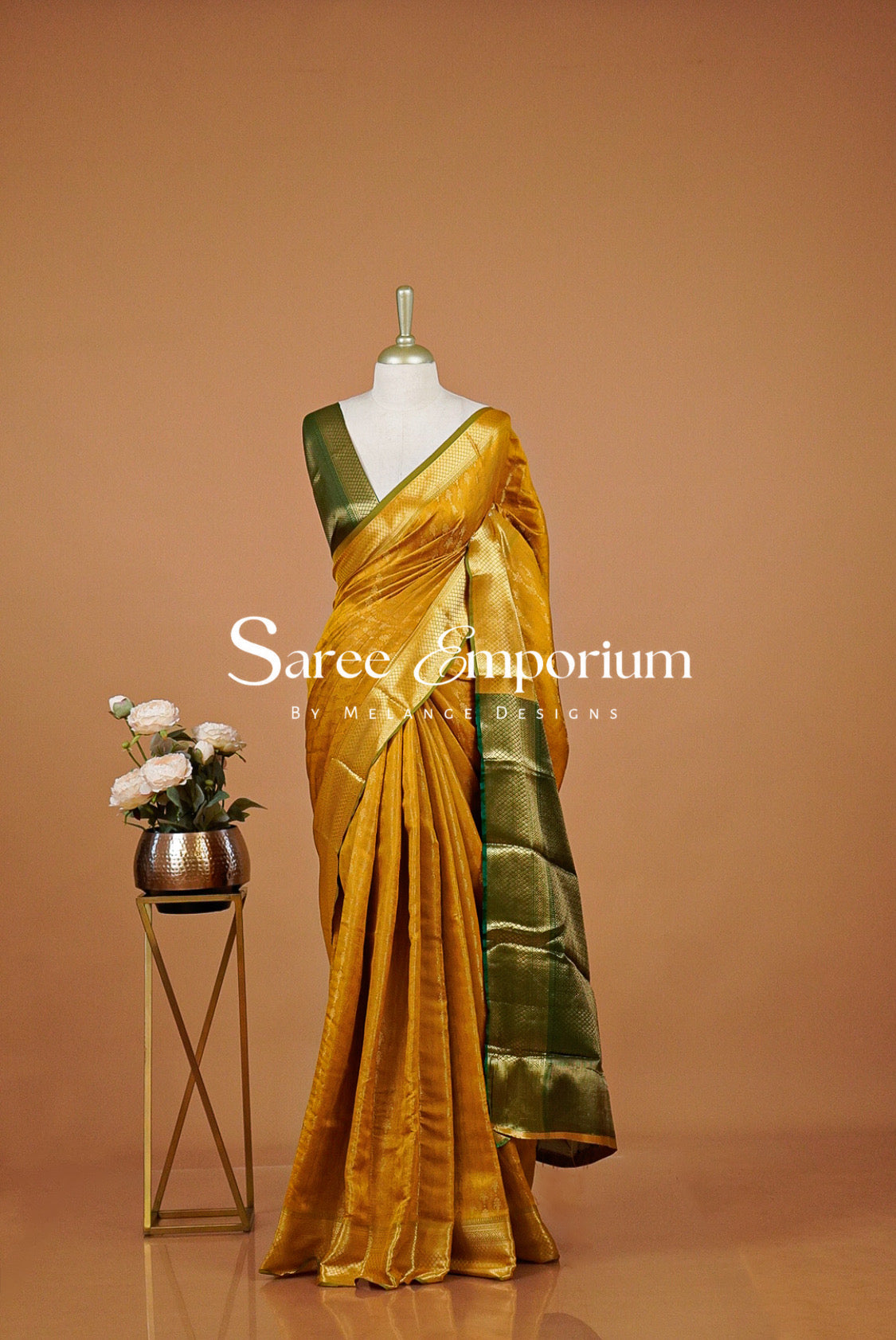 Semi Silk Saree For Women Mustard Gold