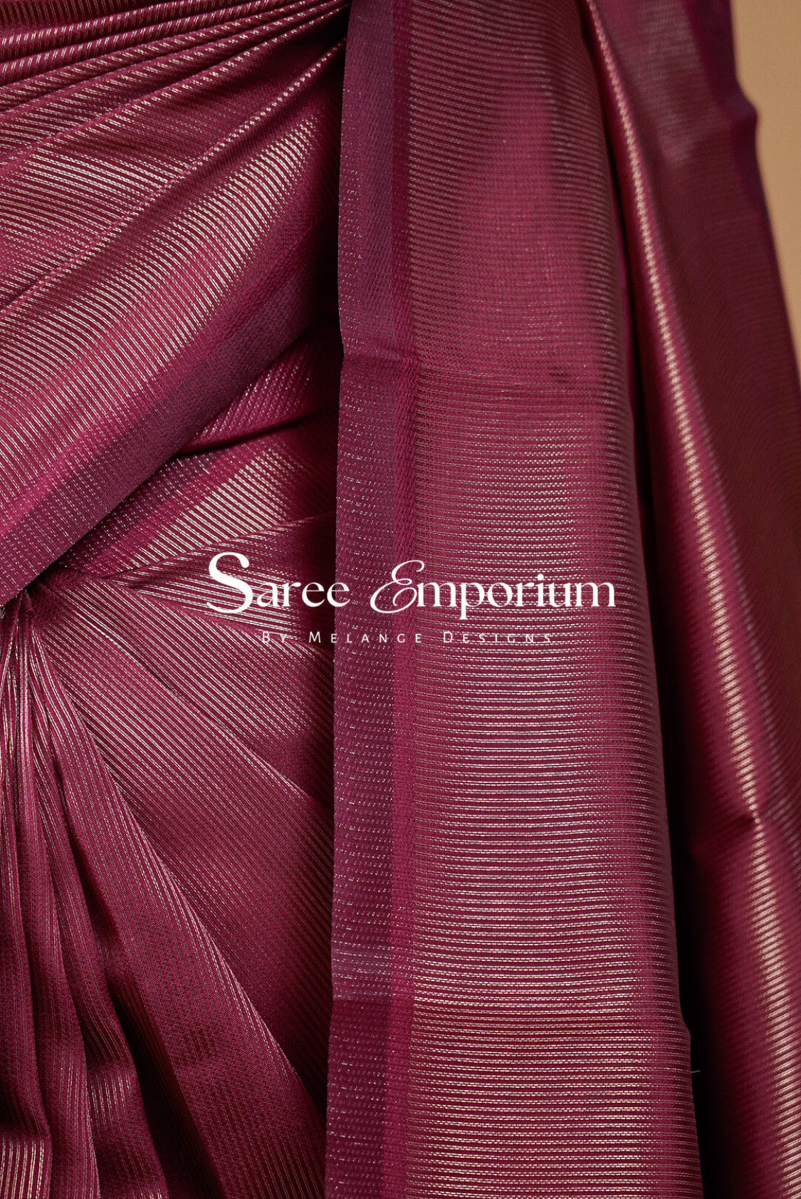 Semi Silk Saree For Women Deep Wine Side View.