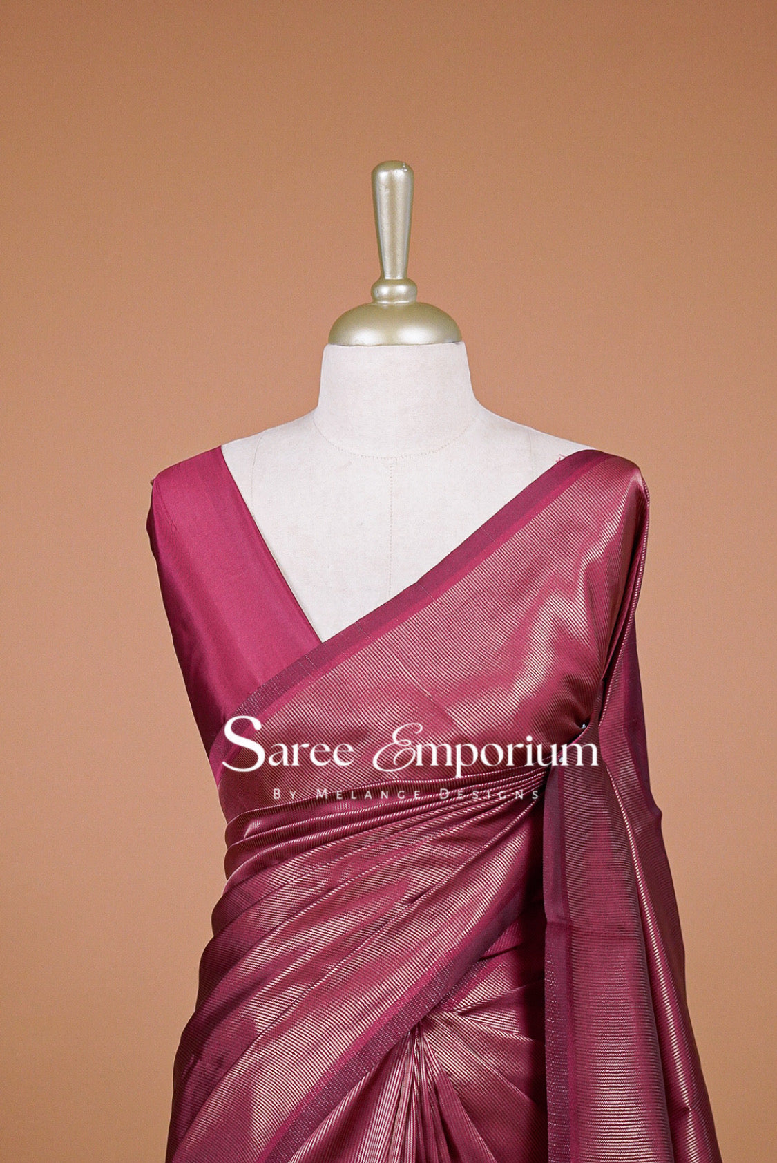 Semi Silk Saree For Women Deep Wine Close Up.