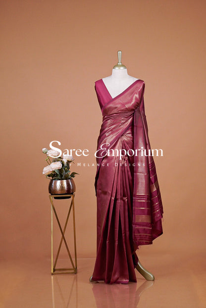 Semi Silk Saree For Women Deep Wine