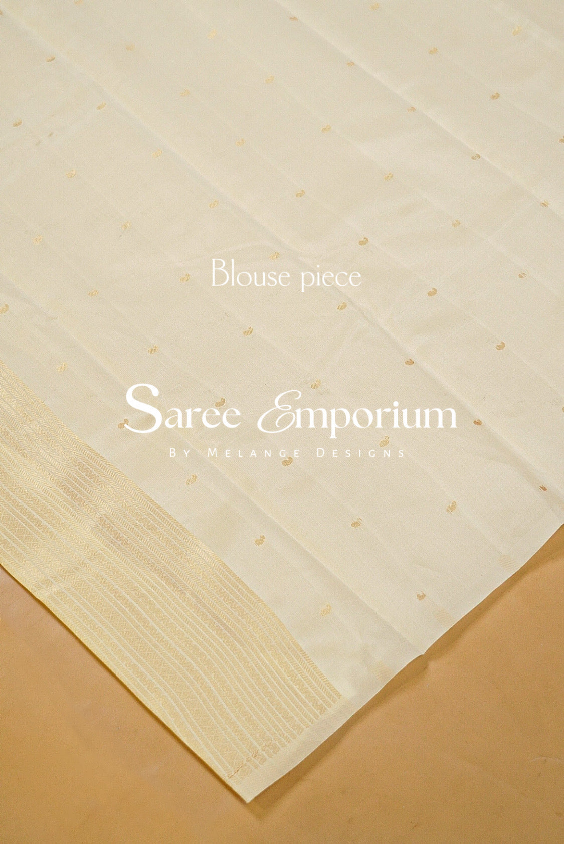 Semi Silk Saree For Women Ivory Cream Blouse Piece.