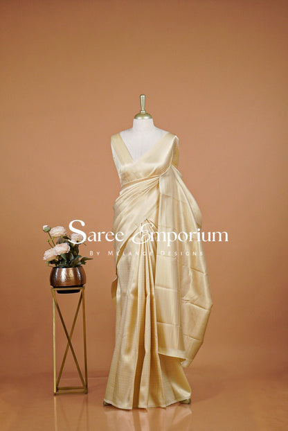 Semi Silk Saree For Women Ivory Cream