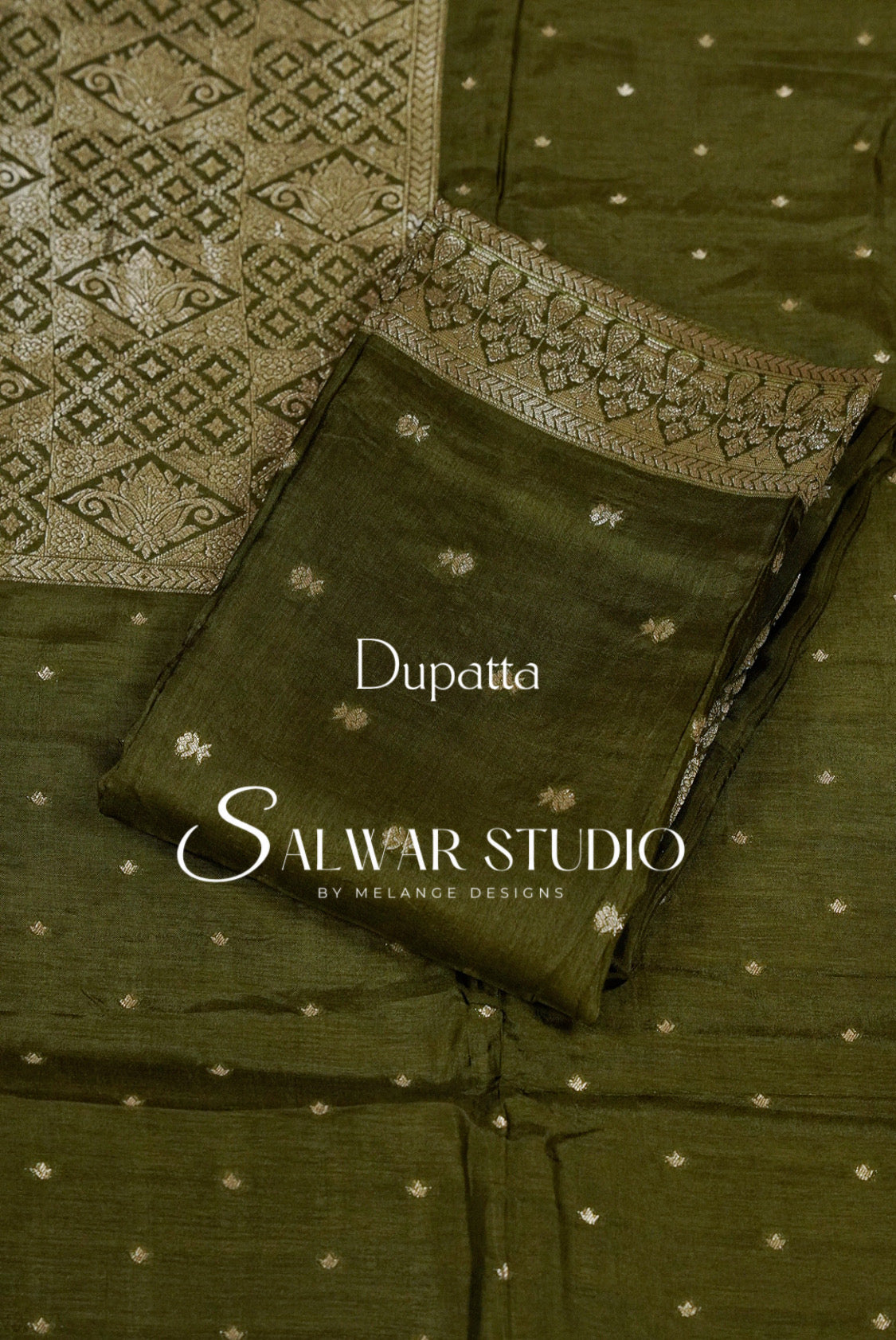 Silk Banarasi Unstitched Salwar Suit Dress Material Olive Green AC0340