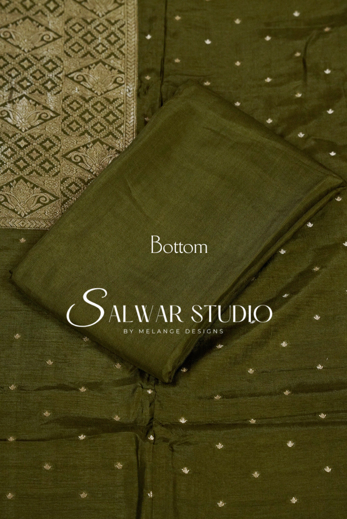 Silk Banarasi Unstitched Salwar Suit Dress Material Olive Green AC0340