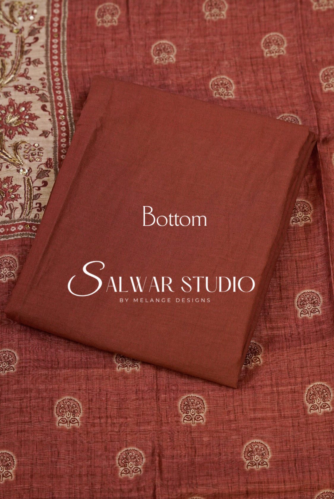 Silk Embroidery Unstitched Salwar Suit Material Brick Red