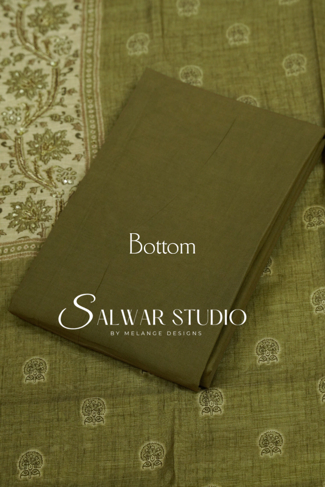 Silk Embroidery Unstitched Salwar Suit Material Olive Green 