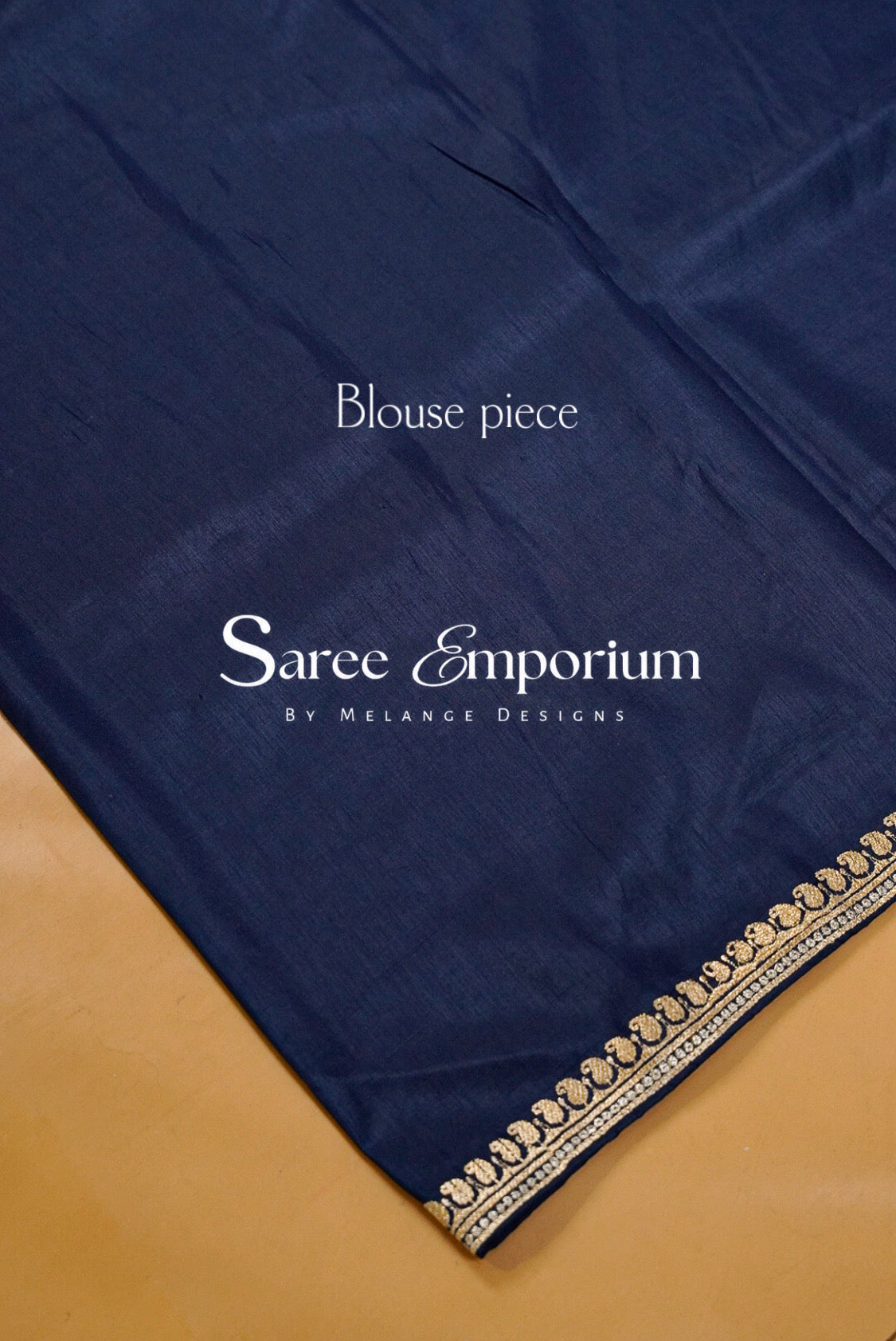 Silk Embroidery Saree For Women Deep Navy Blue Blouse Piece.