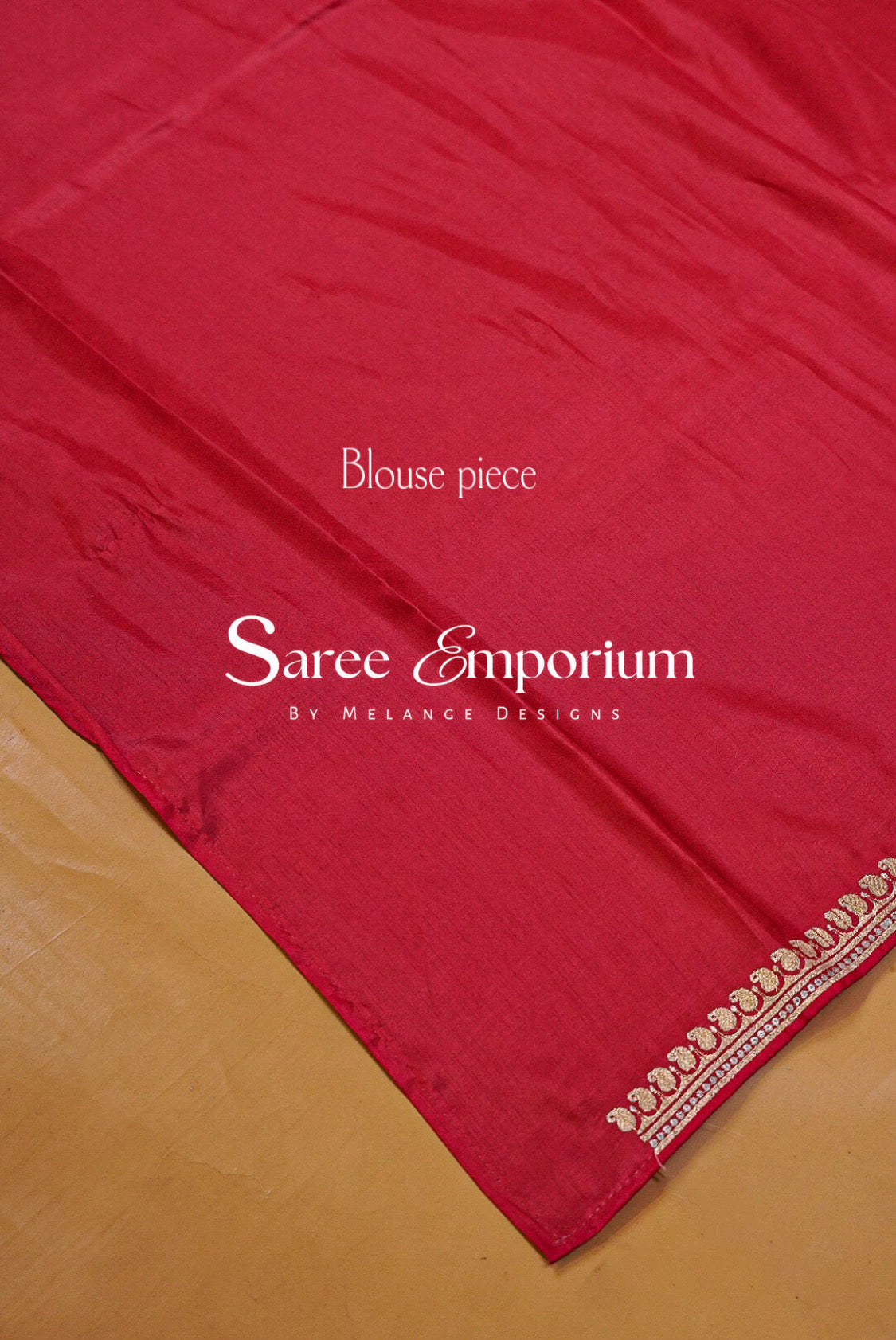 Silk Embroidery Saree For Women Ruby Red Blouse Piece.
