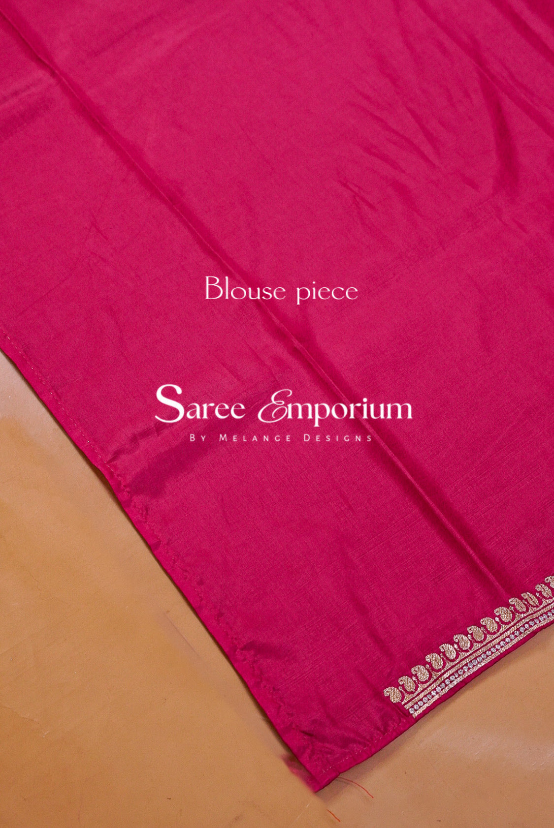 Silk Embroidery Saree For Women Rani Pink Blouse Piece.
