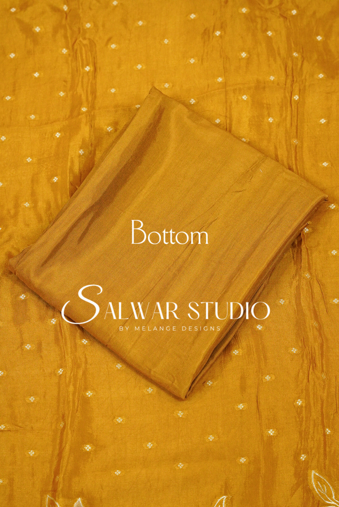 Silk Embroidery Unstitched Salwar Suit Material  Mustard Gold Bottom.