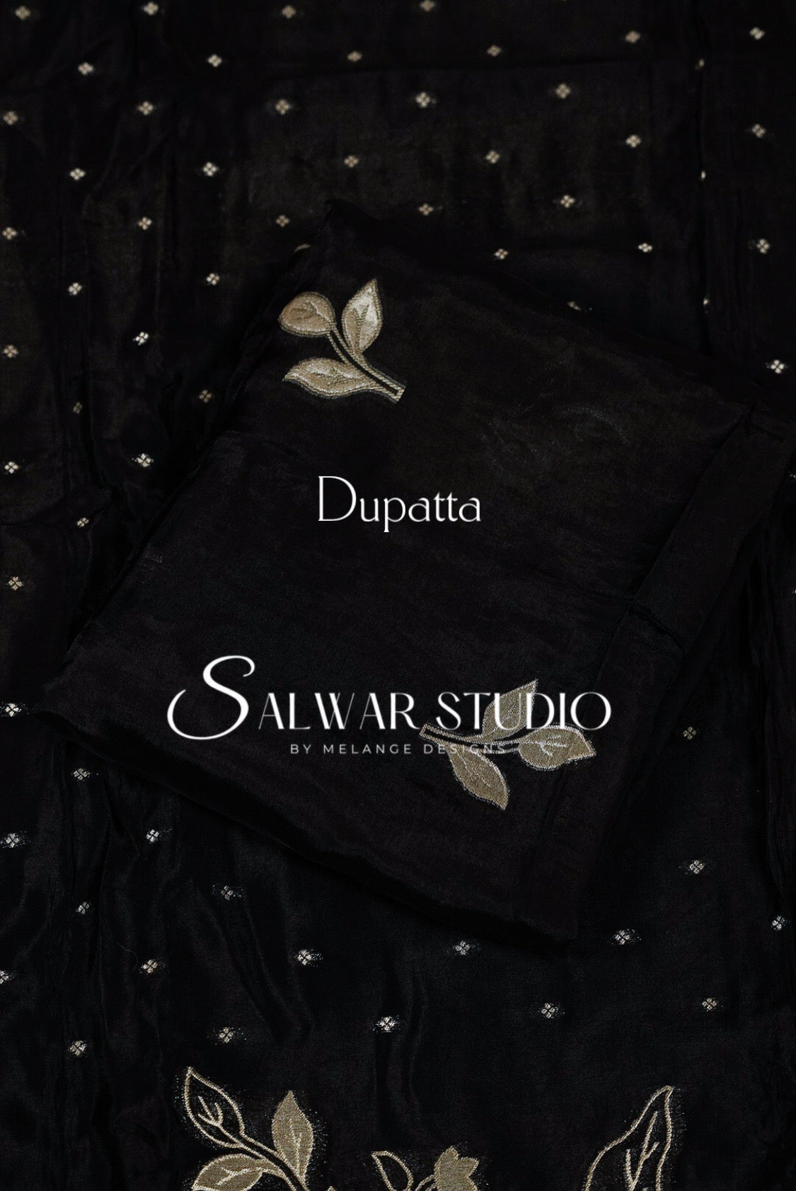Silk Embroidery Unstitched Salwar Suit Material Black Dupatta.