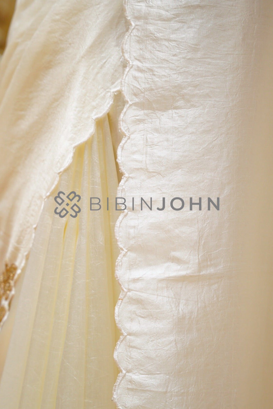 Silk Embroidery Saree For Women  Ivory  SIDE VIEW