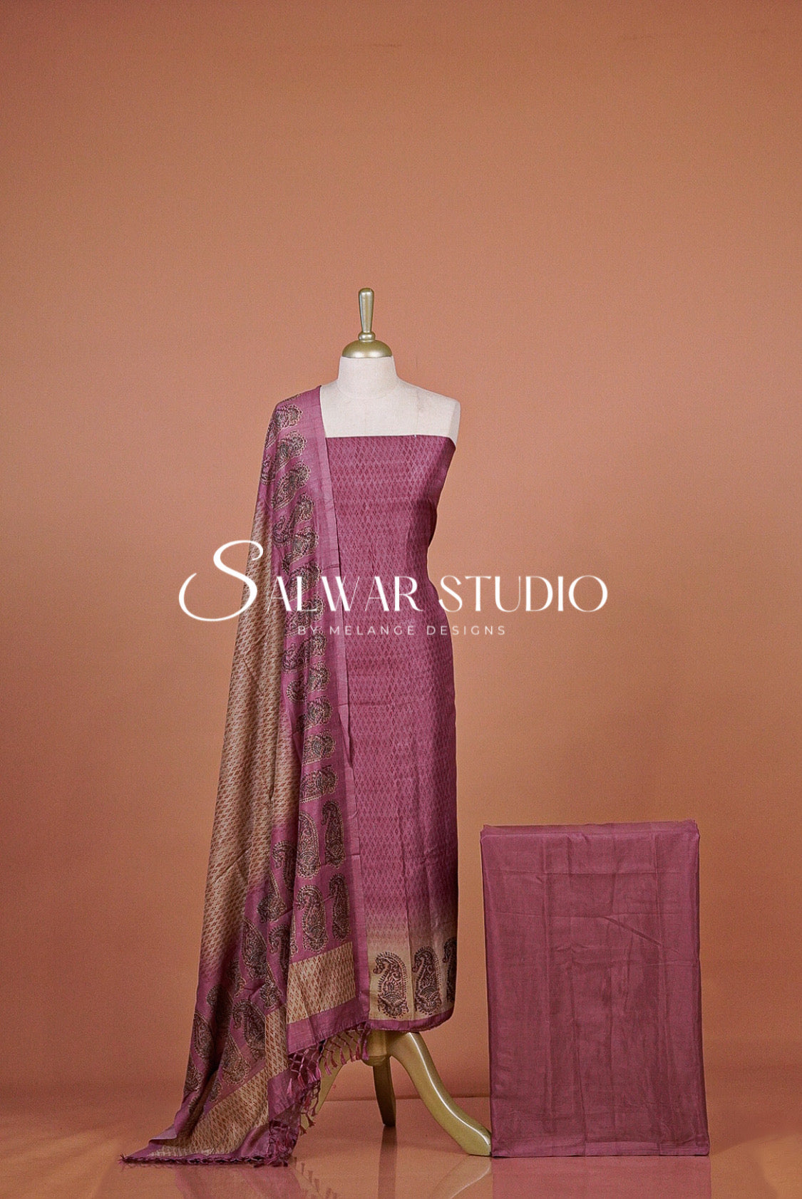 Silk Unstitched Salwar Suit Dress Material Dusty Rose AC0344