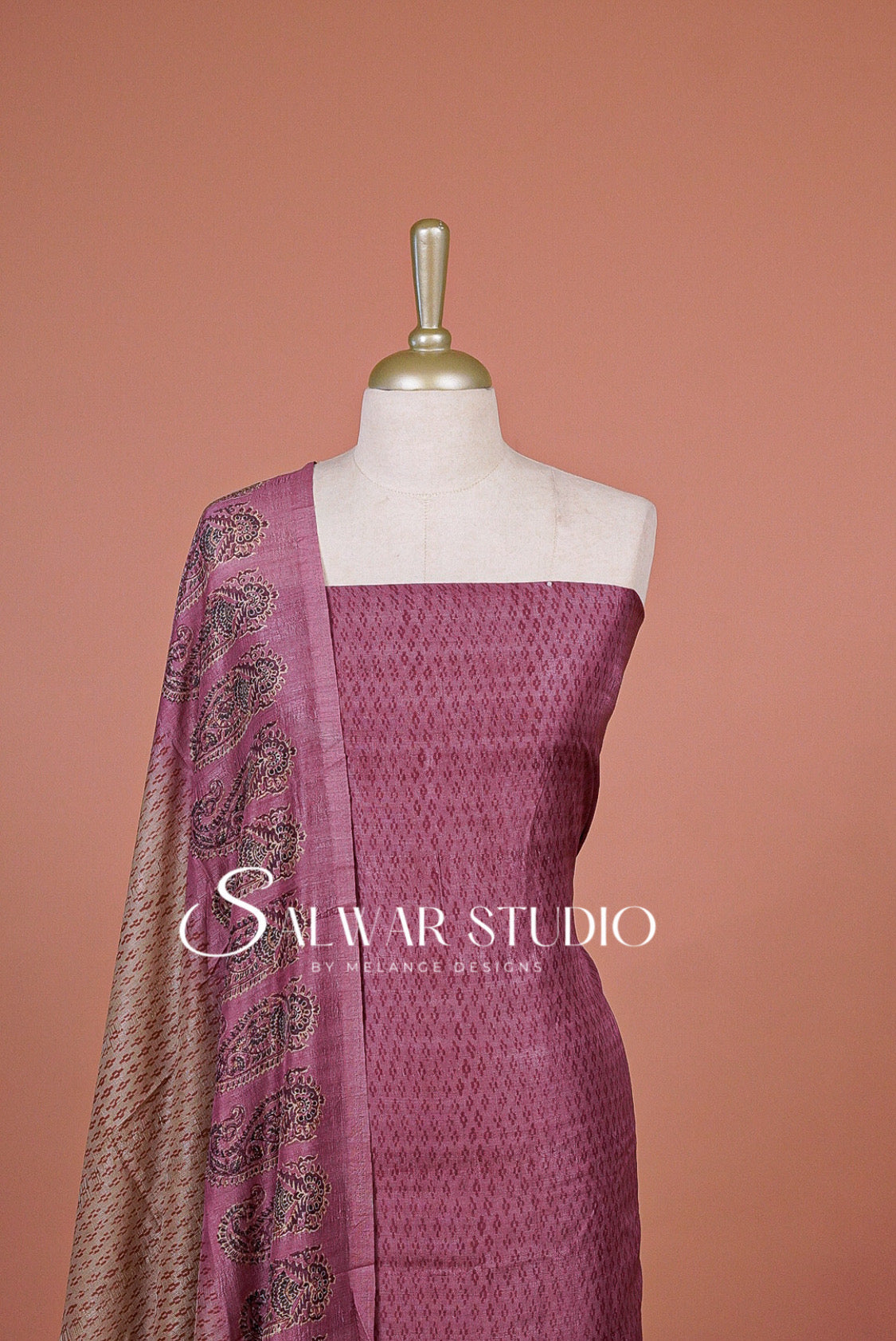 Silk Unstitched Salwar Suit Dress Material Dusty Rose AC0344