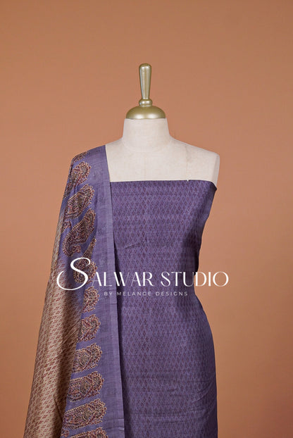 Silk Unstitched Salwar Suit Dress Material Dusty Lavender AC0345