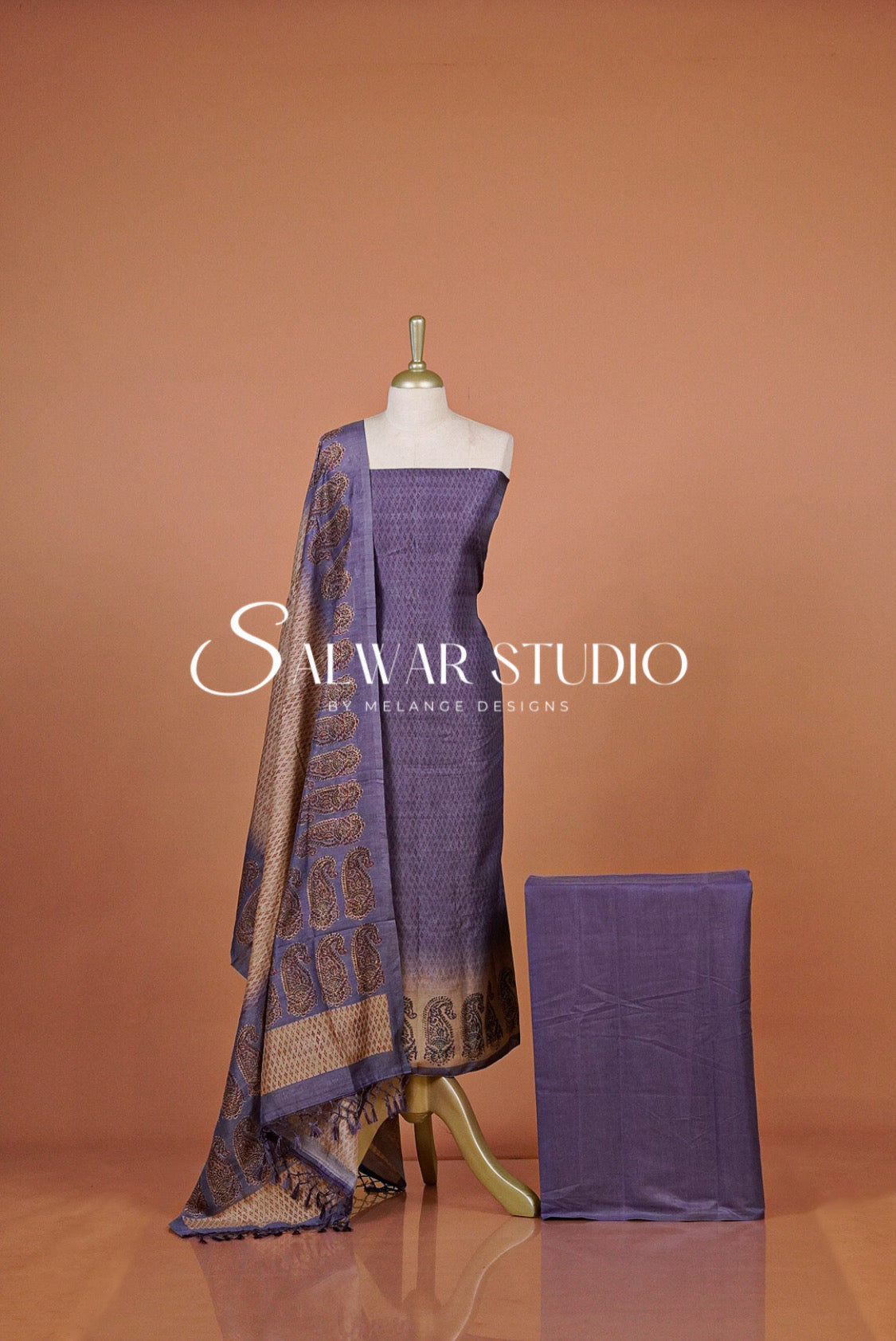 Silk Unstitched Salwar Suit Dress Material Dusty Lavender AC0345