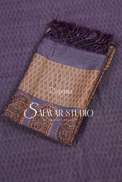 Silk Unstitched Salwar Suit Dress Material Dusty Lavender AC0345