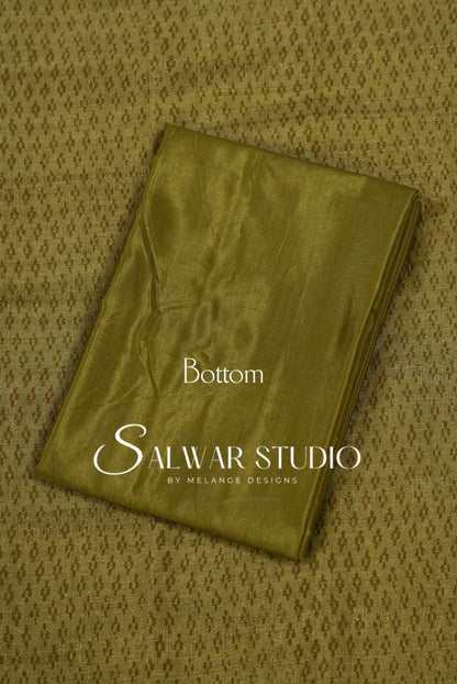 Silk Unstitched Salwar Suit Dress Material Olive Green AC0346
