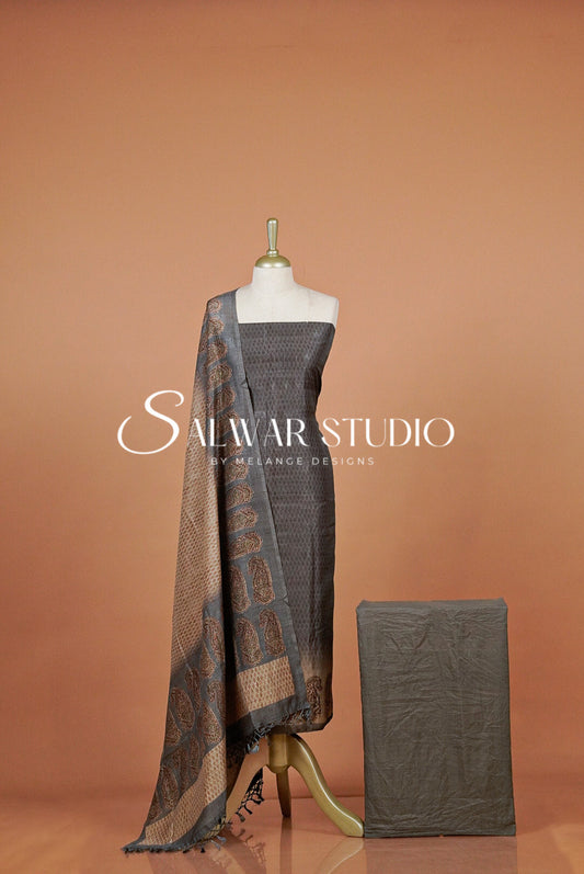 Silk Unstitched Salwar Suit Dress Material Antique Copper AC0347
