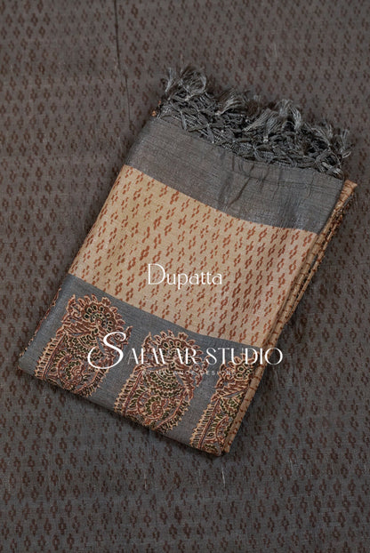 Silk Unstitched Salwar Suit Dress Material Antique Copper AC0347