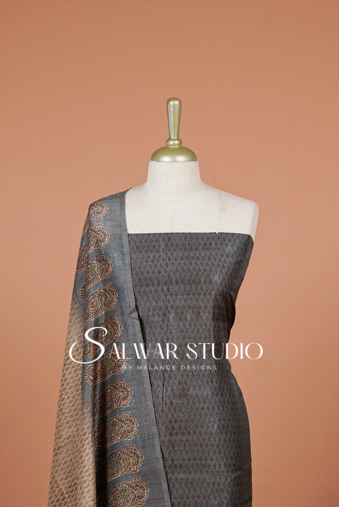 Silk Unstitched Salwar Suit Dress Material Antique Copper AC0347