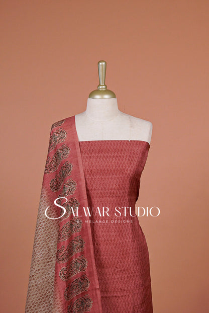Silk Unstitched Salwar Suit Dress Material Elegant Rose Pink AC0349