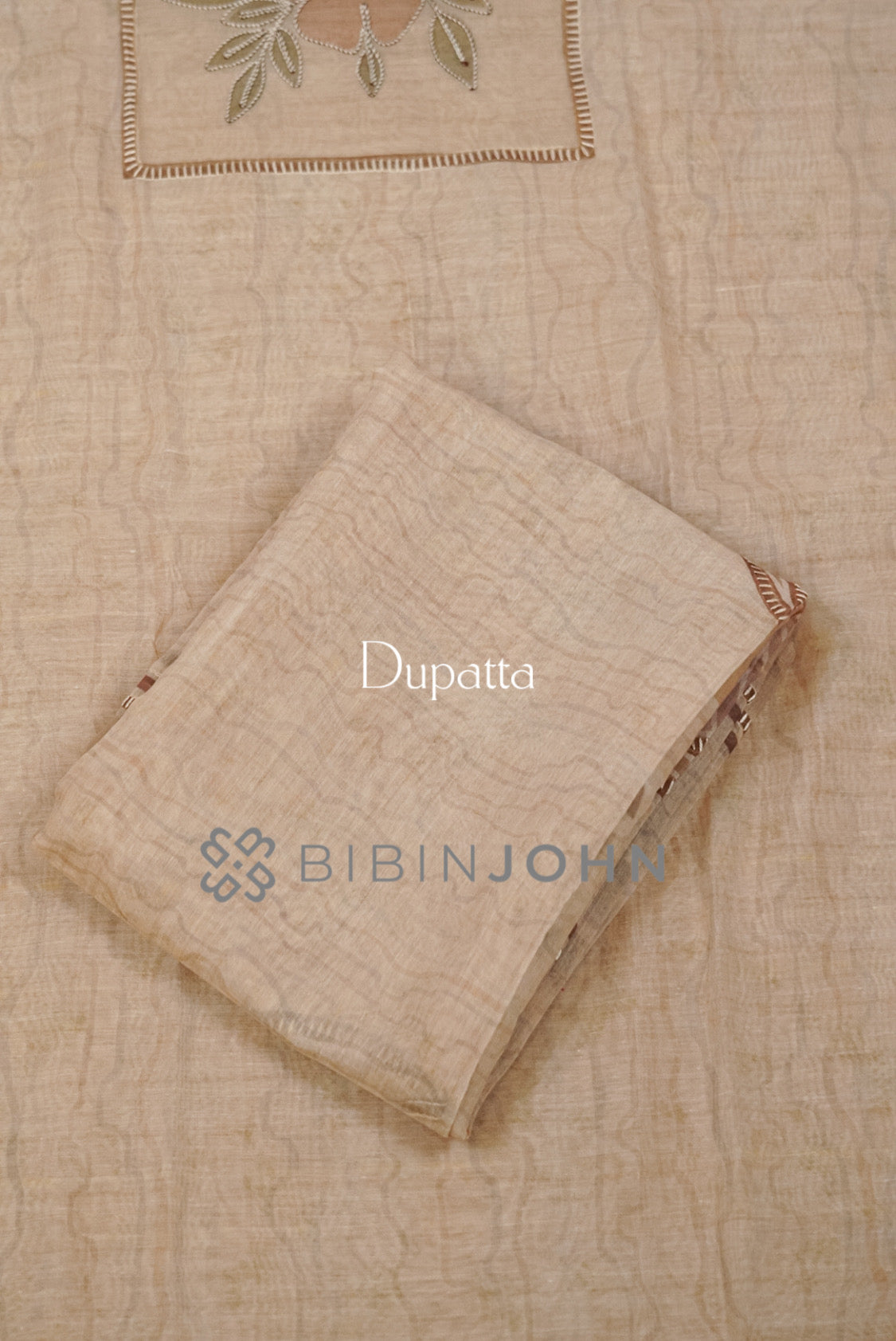 Silk Unstitched Salwar Suit Material Beige Tone dupatta.