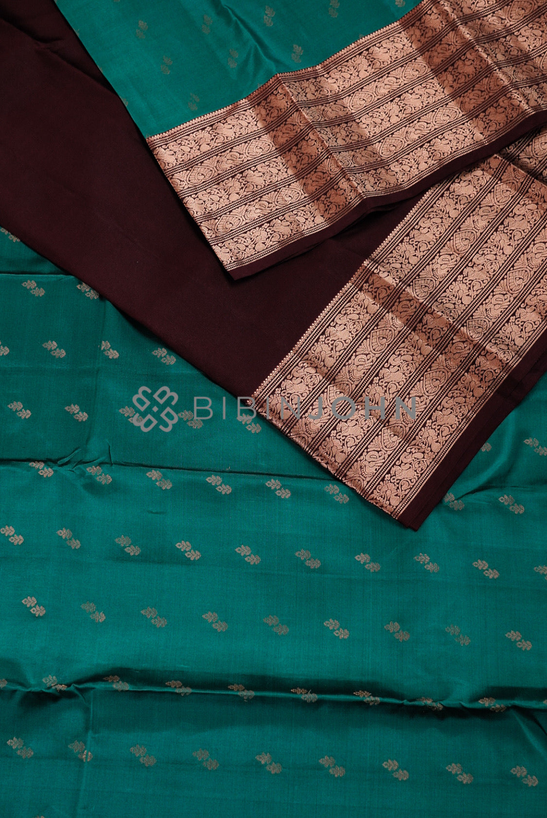 Silk Saree For Women Teal Green CLOSE VIEW