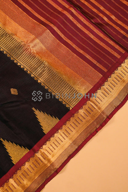 Silk Saree For Women Deep Chocolate Brown PALLU
