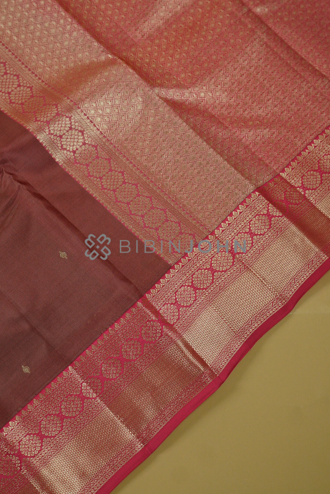 Silk Saree For Women Dusty Mauve Brown  PALLU