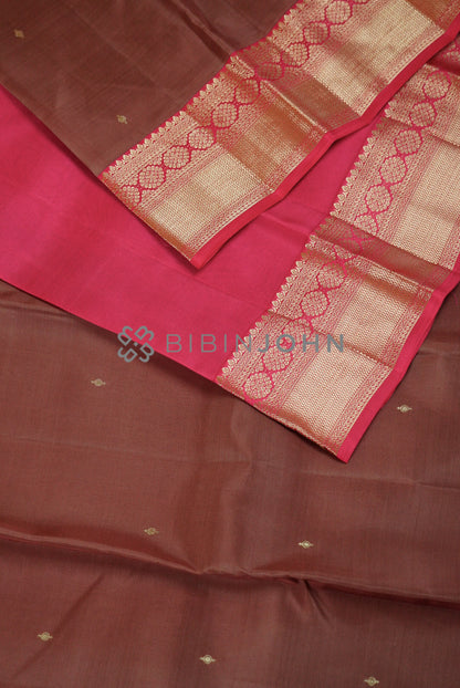 Silk Saree For Women Dusty Mauve Brown CLOSE VIEW
