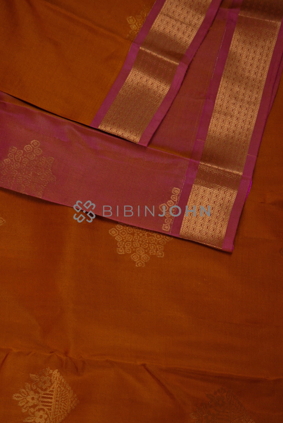 Silk Saree For Women Burnt Orange CLOSE VIEW
