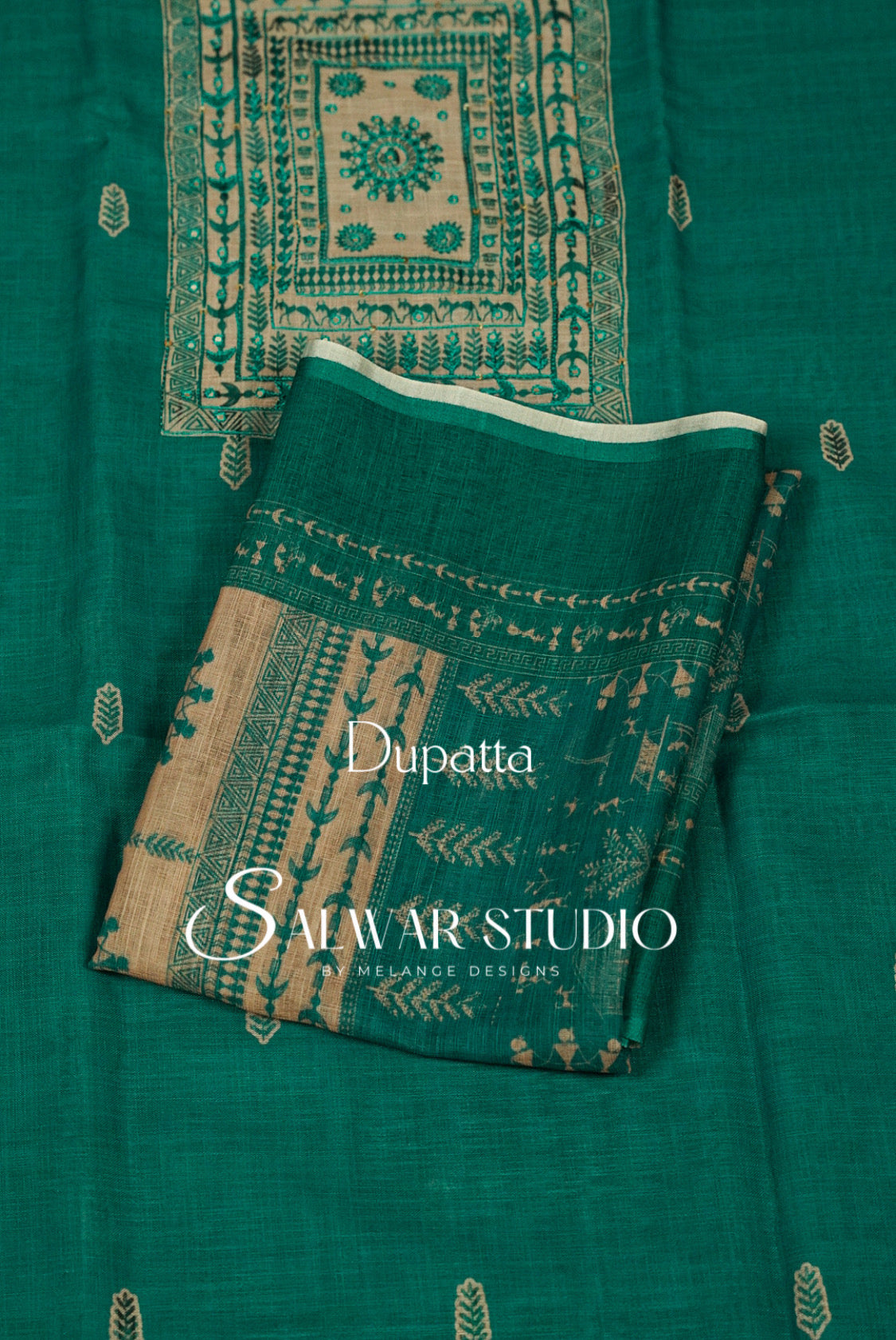 Semi Linen Embroidery Unstitched Salwar Suit Dress Material Dupatta