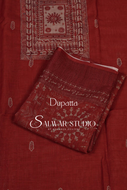 Semi Linen Embroidery Unstitched Salwar Suit Dress Material  Dupatta
