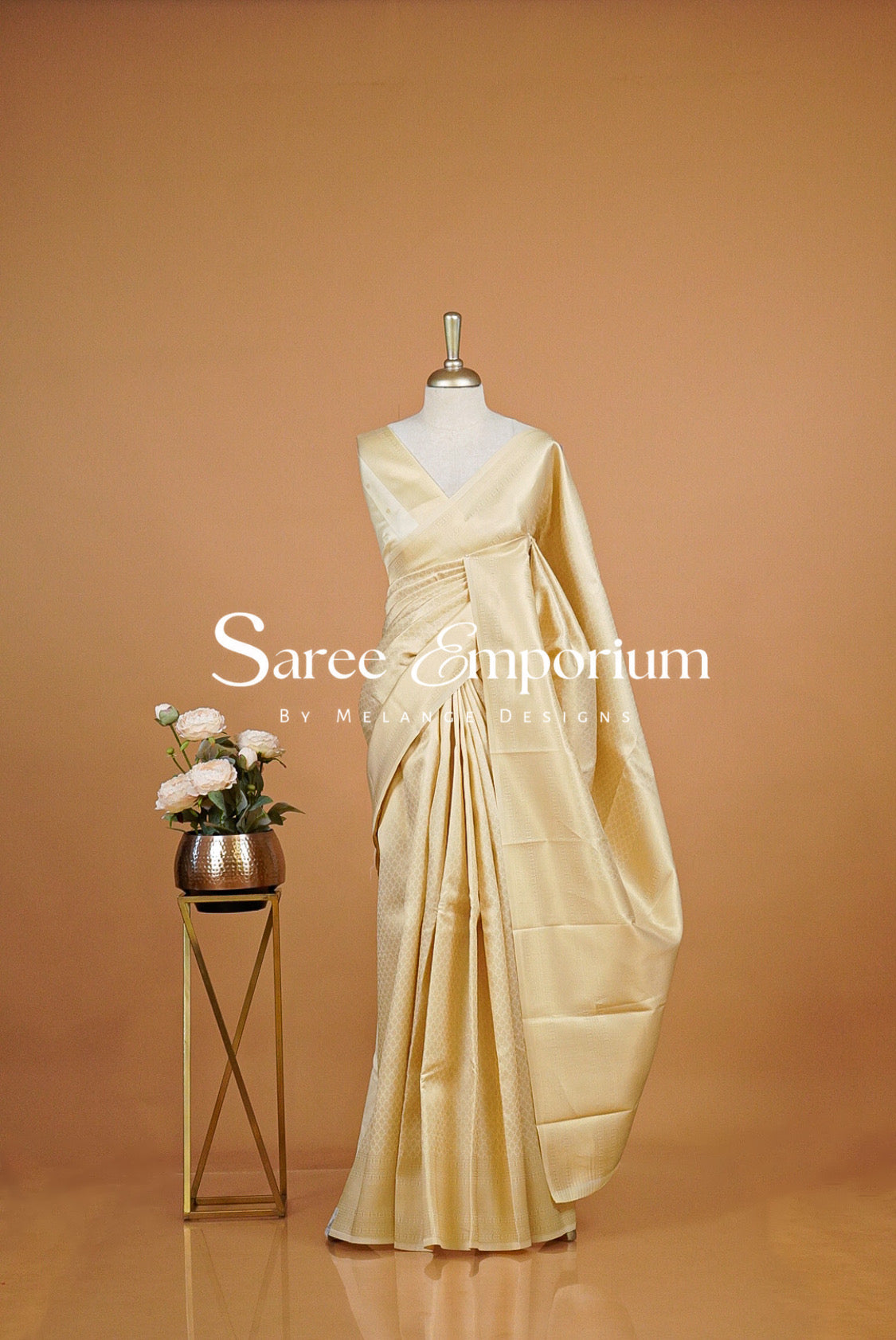 Semi Silk Saree For Women Ivory Cream