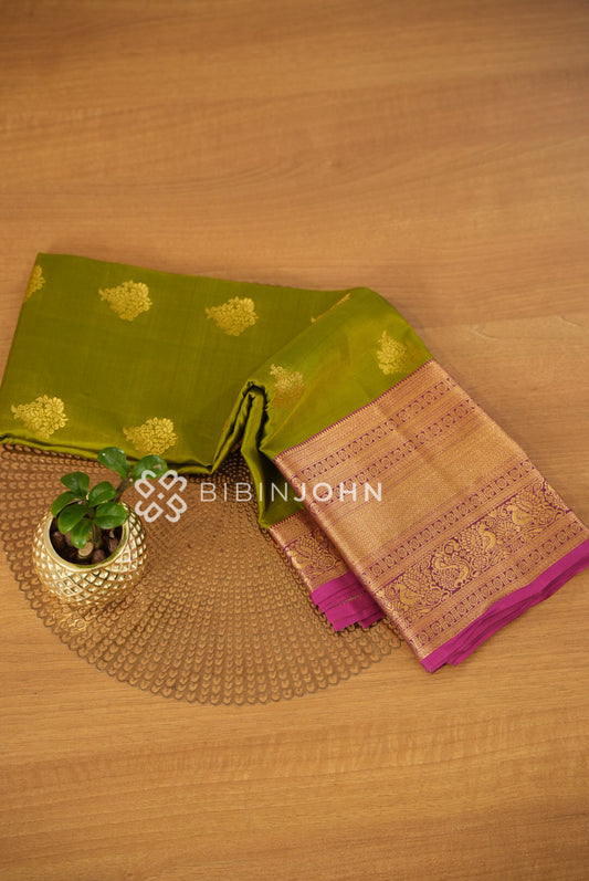 Silk Saree For Women Parrot Green  BJ2114
