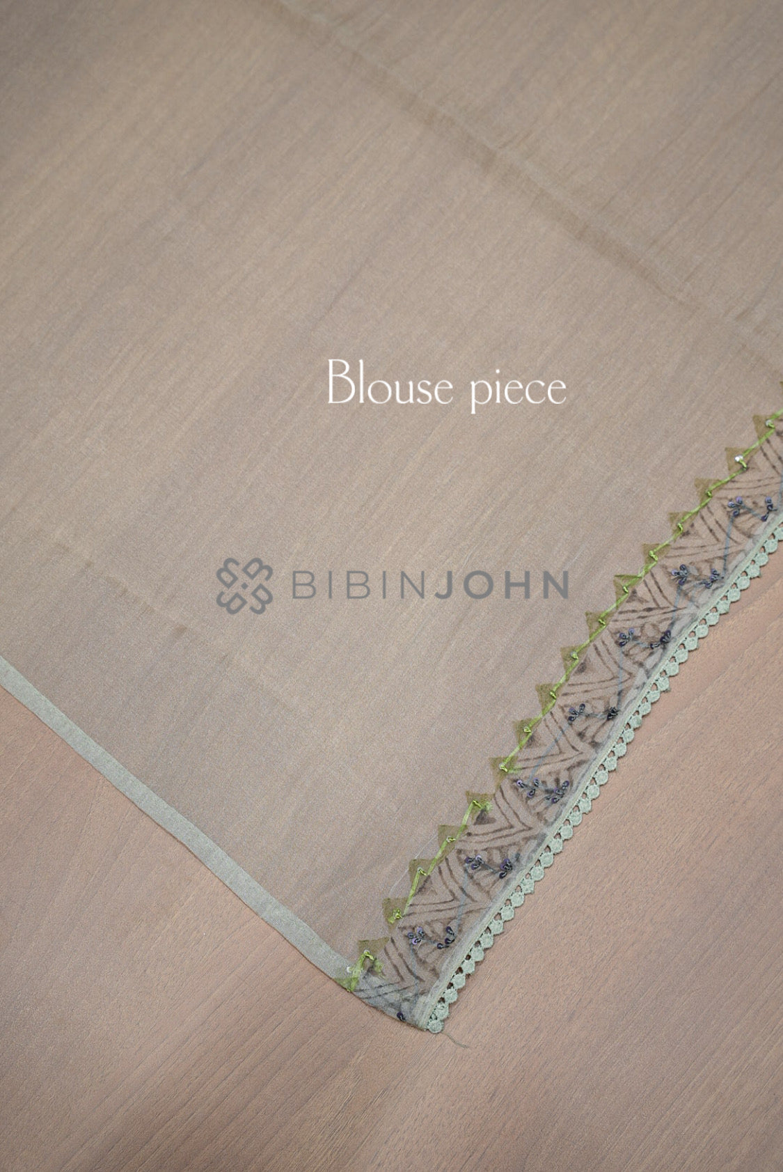 Tissue Organza Embroidery Saree For Women Pistachio Mint  BLOUSE PIECE.
