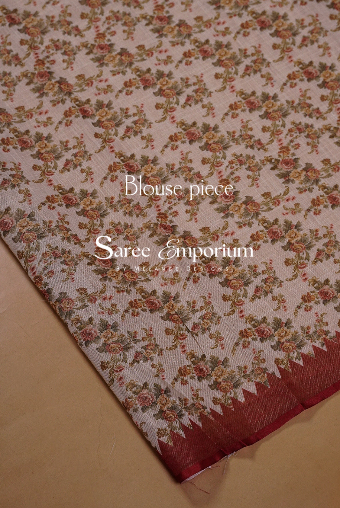 Tissue Linen Embroidery Saree For Women Off-White Blouse Piece.