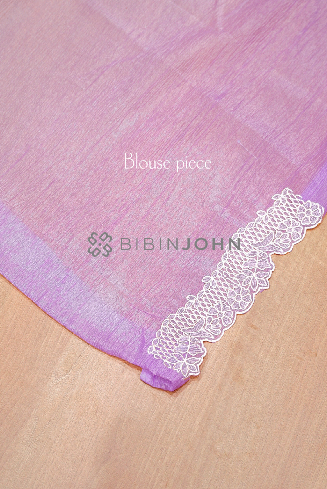Tissue Organza Embroidery Saree For Women Lavender blouse piece