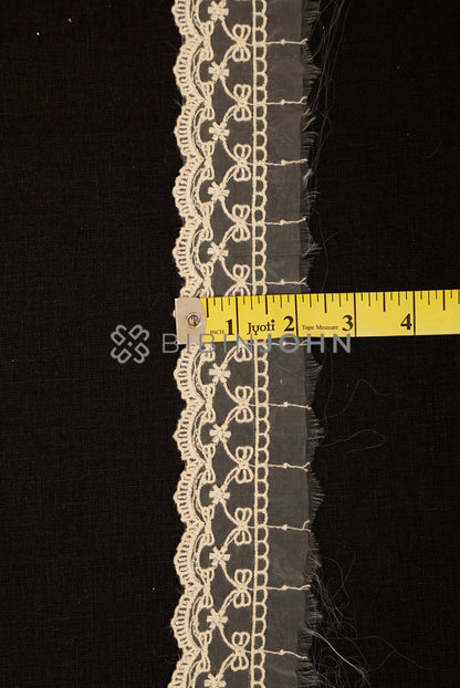 Organza Embroidery Lace Off White close view