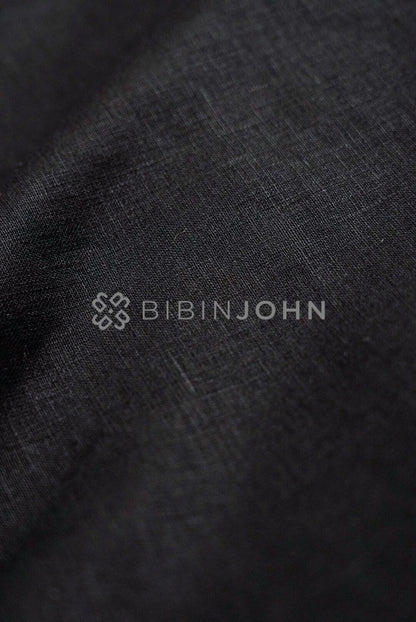 Pure Linen Fabric Black 25 LEA BJ0576