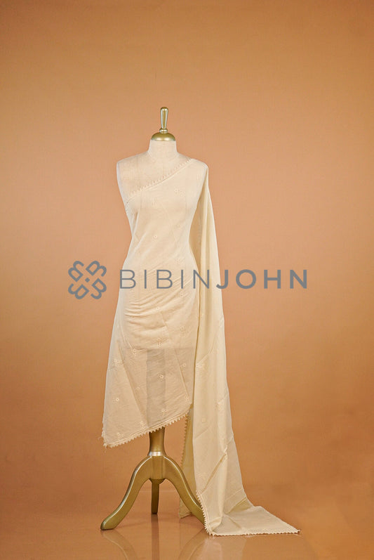 Cotton Lace Dupatta For Women Off White