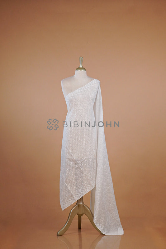 Cotton Embroidery Dupatta For Women White