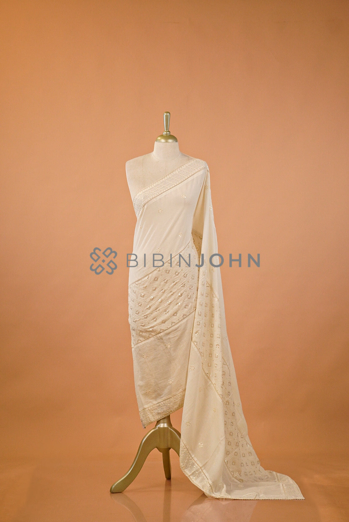 Cotton Embroidery Dupatta For Women Off White.